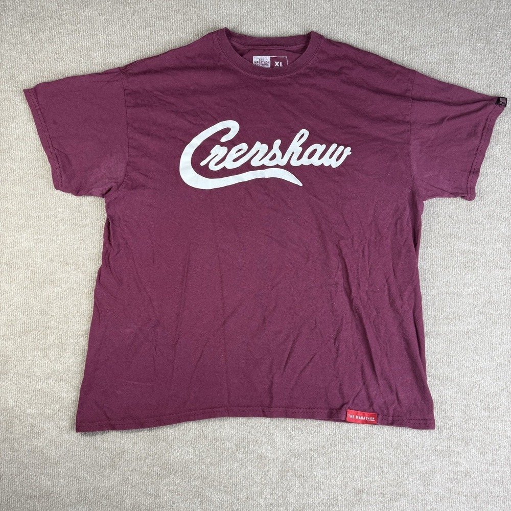 The Marathon Clothing, Men's Crewneck T-Shirt Burgundy Size XL Nipsey Hussle